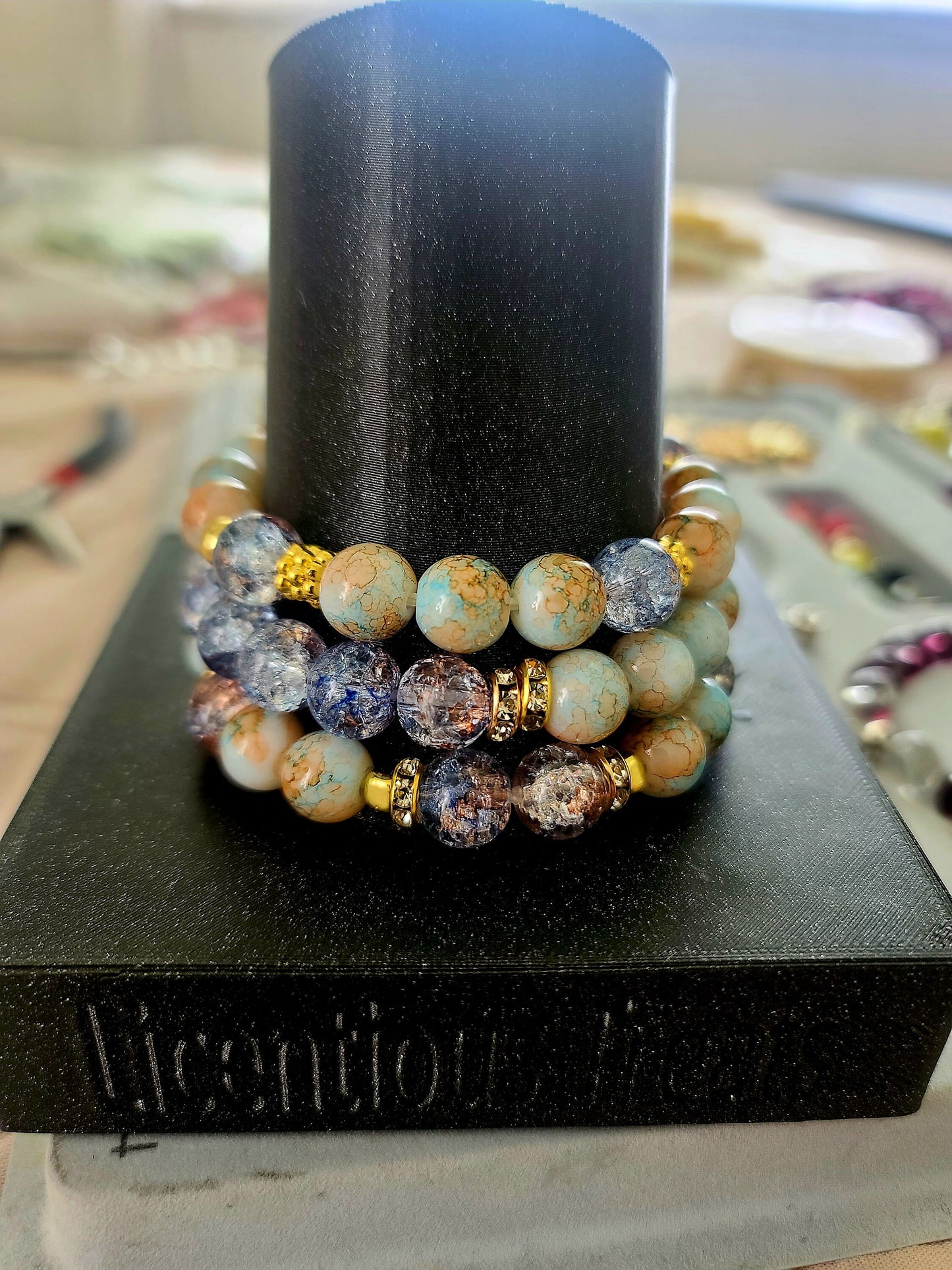 Ocean Blue Sands & Sea Shores glass beads. Set of 3