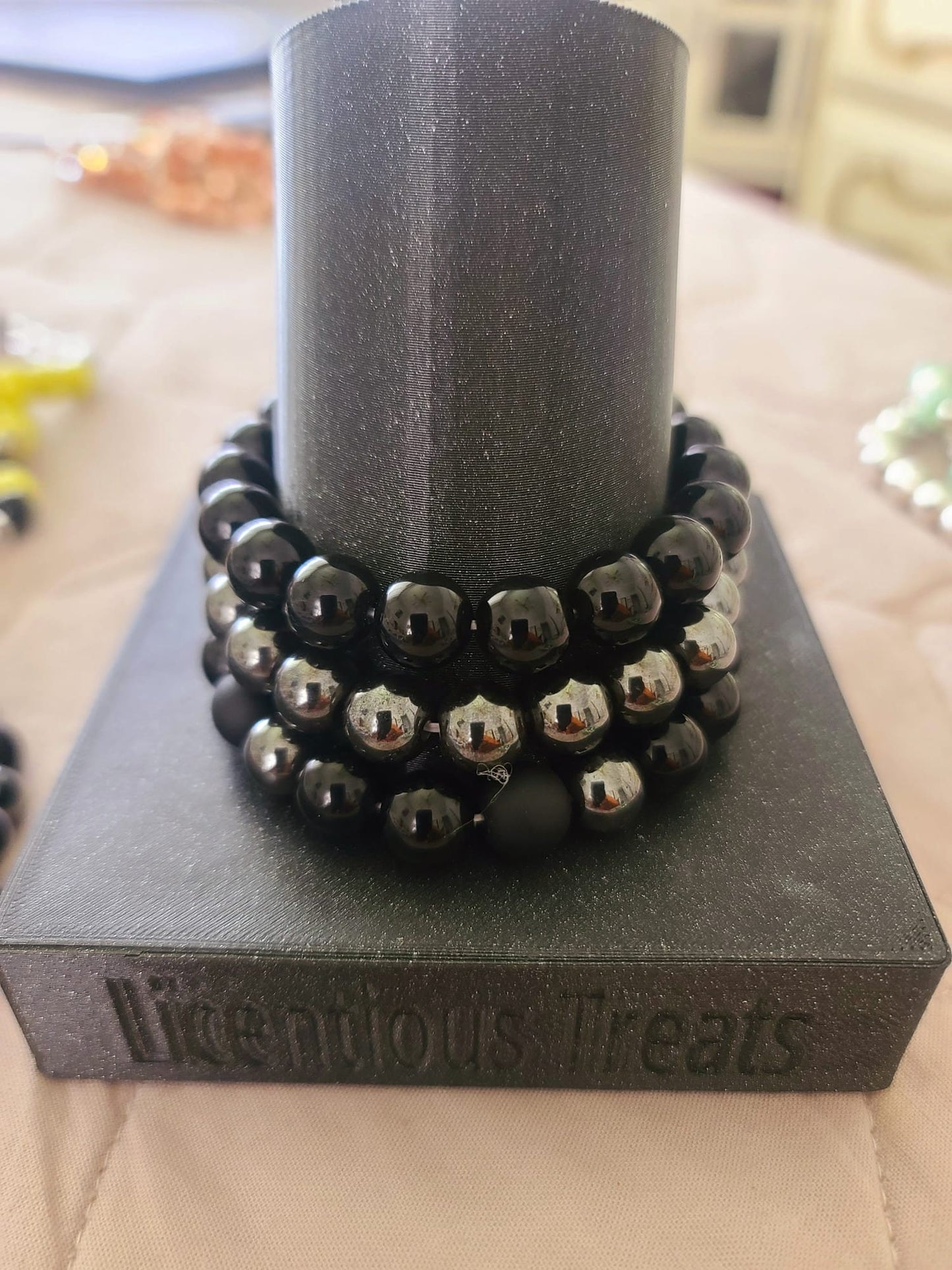 Beaded Bracelet Black Obsidian Hematite Gemstone Bracelet Gift For Him Gift For Her Handcrafted Fashion Accessory