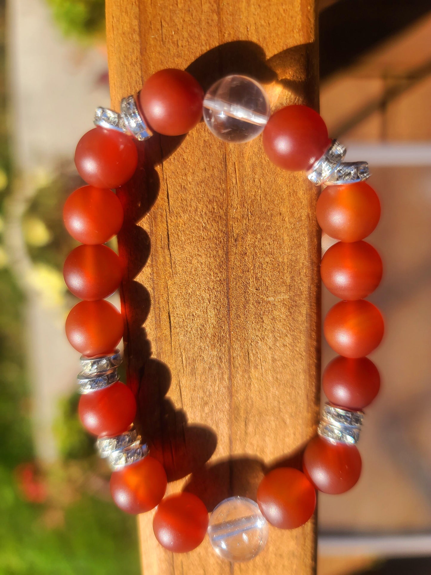 Beaded Bracelet Matte Carnelian Silver Spacers Gift For Her