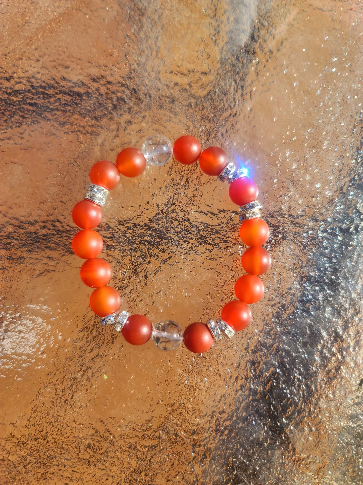 Beaded Bracelet Matte Carnelian Silver Spacers Gift For Her