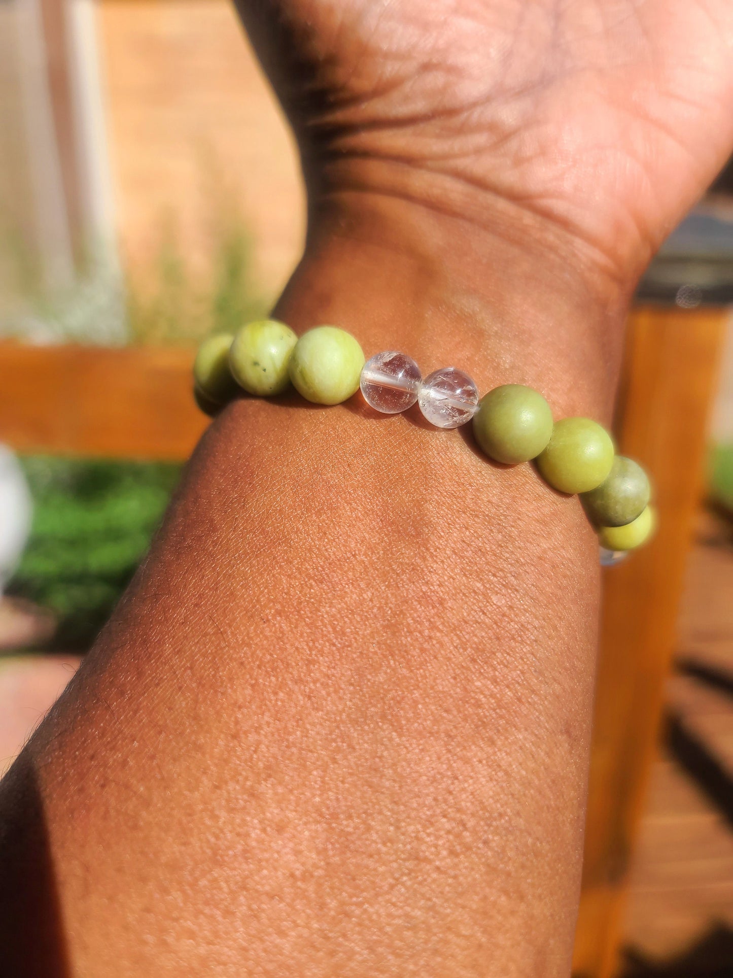 Beaded Bracelet Matte Jade Clear Crystal Gift For Her