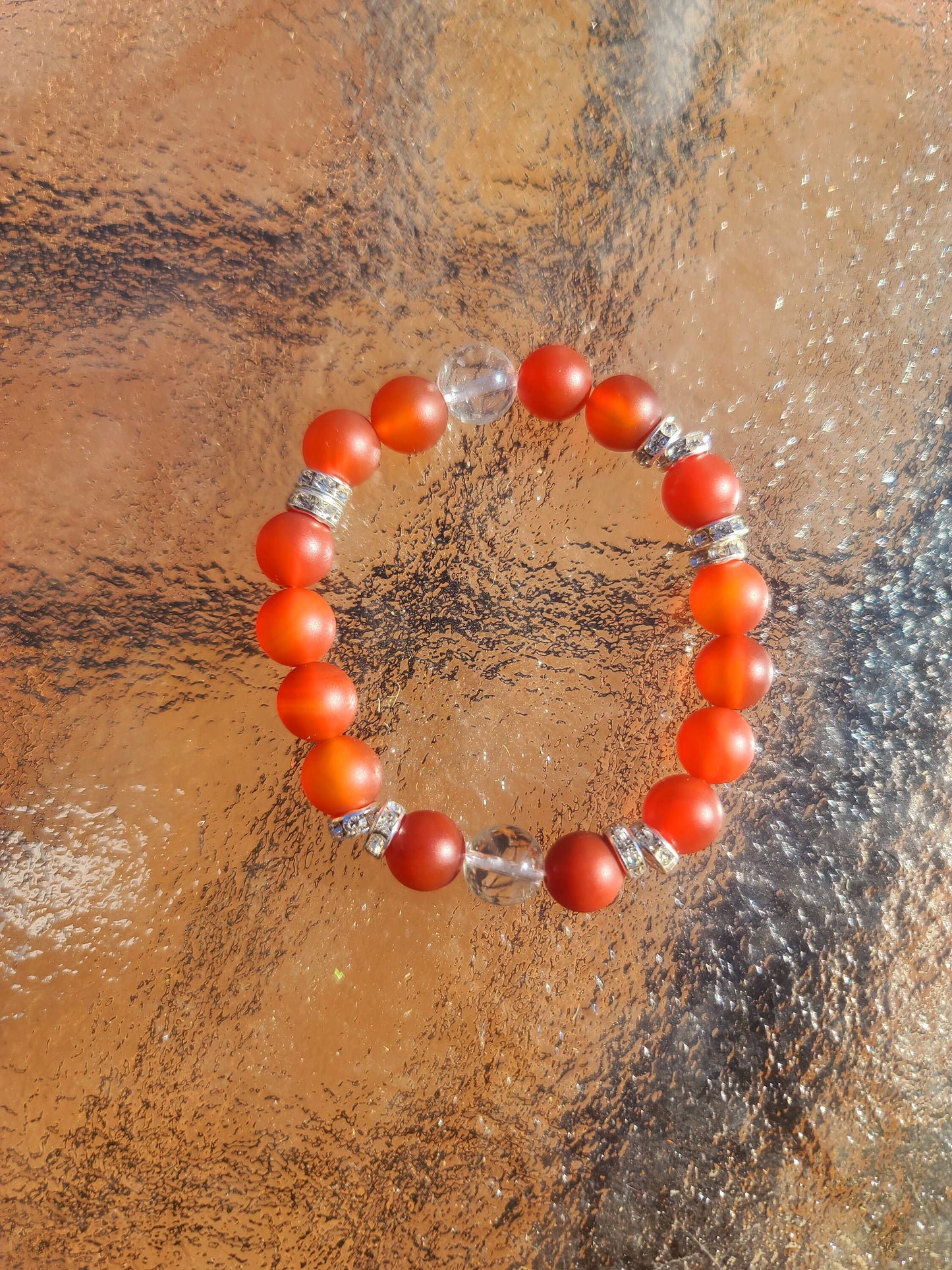 Beaded Bracelet Matte Carnelian Silver Spacers Gift For Her