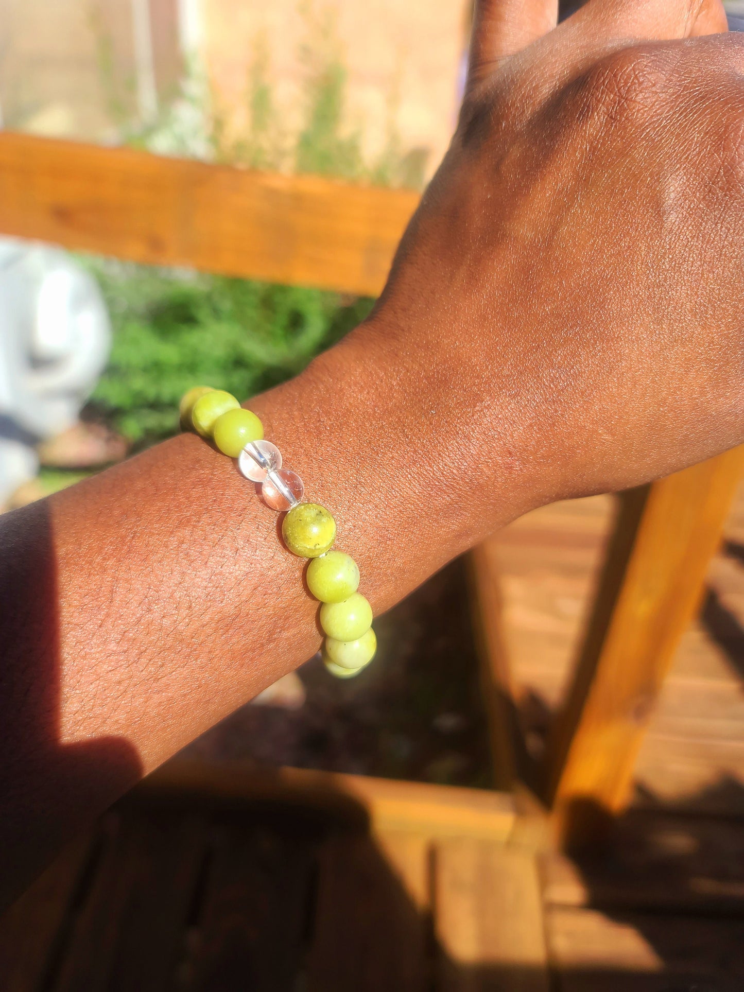 Beaded Bracelet Matte Jade Clear Crystal Gift For Her