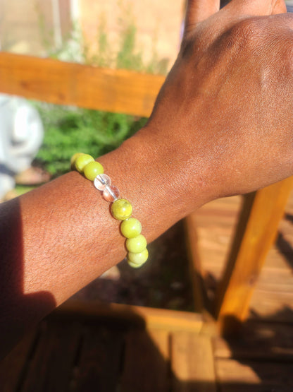 Beaded Bracelet Matte Jade Clear Crystal Gift For Her
