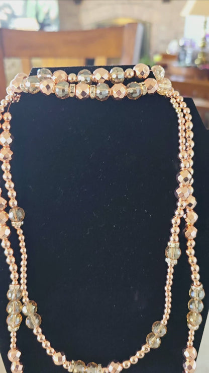 Beaded Bracelet + Necklace Set Rose Gold Hematite Beads Fashion Statement Gift For Her
