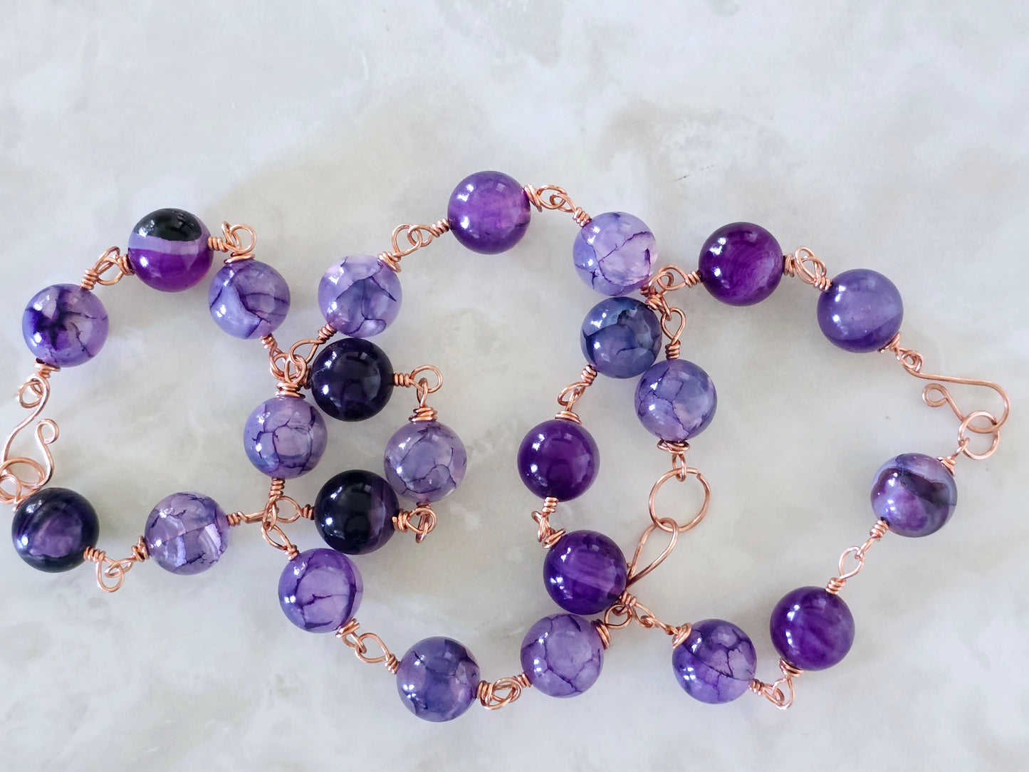 Beaded Wire Wrapped Bracelet Gemstone Chain Link clasp Bracelets