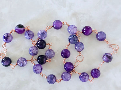 Beaded Wire Wrapped Bracelet Gemstone Chain Link clasp Bracelets