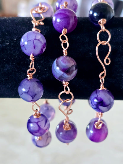 Beaded Wire Wrapped Bracelet Gemstone Chain Link clasp Bracelets