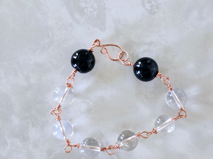 Beaded Wire Wrapped Bracelet Gemstone Chain Link clasp Bracelets