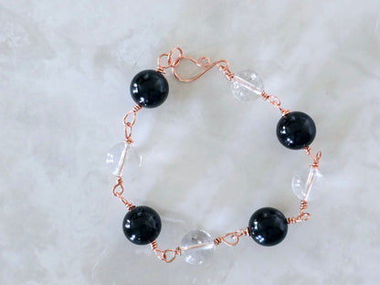 Beaded Wire Wrapped Bracelet Gemstone Chain Link clasp Bracelets