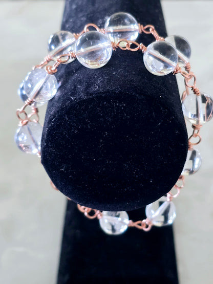 Beaded Wire Wrapped Bracelet Gemstone Chain Link clasp Bracelets