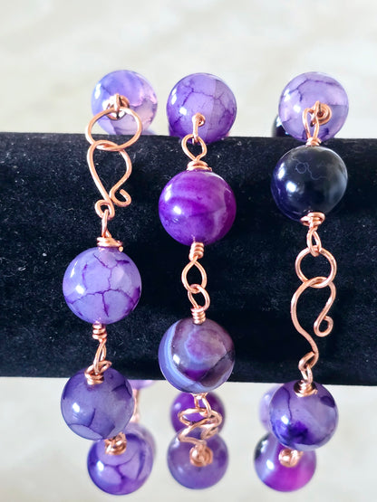 Beaded Wire Wrapped Bracelet Gemstone Chain Link clasp Bracelets