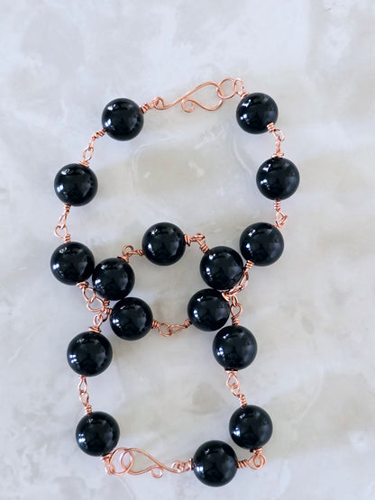 Beaded Wire Wrapped Bracelet Gemstone Chain Link clasp Bracelets